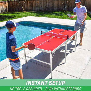 GoSports MidSize Indoor/Outdoor Table Tennis Game Set - Red