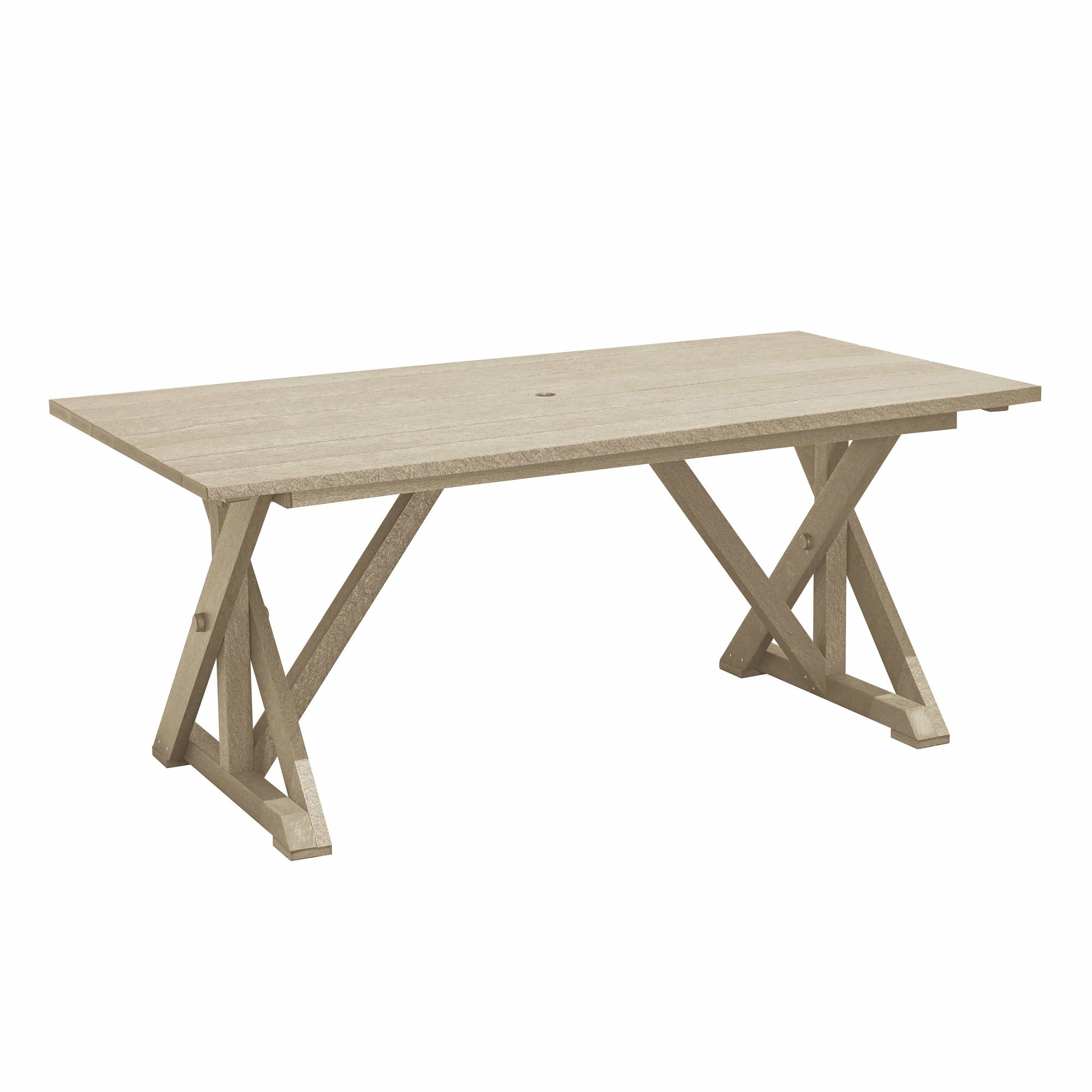 C.R. Plastic Products Table Beige-07 T203 Harvest Wide Dining Table w/2" Umbrella Hole