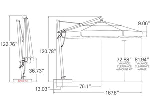 Treasure Garden Umbrellas 13' Octagon Cantilever Plus Aruba Fabric Black Frame