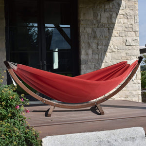Vivere Hammocks Double Sunbrella® Hammock with Solid Pine Arc Stand (8ft) (FSC Certified)