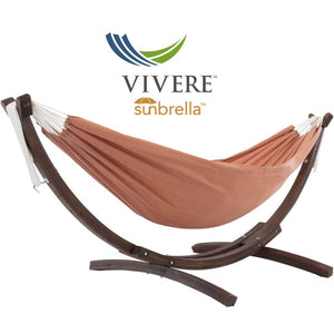 Vivere Hammocks Double Sunbrella® Hammock with Solid Pine Arc Stand (8ft) (FSC Certified)
