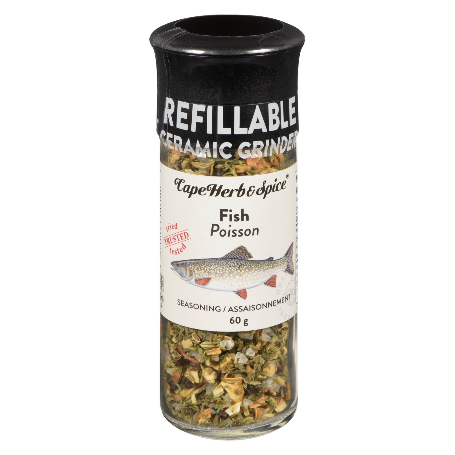 Fish Seasoning - Refillable Ceramic Grinder
