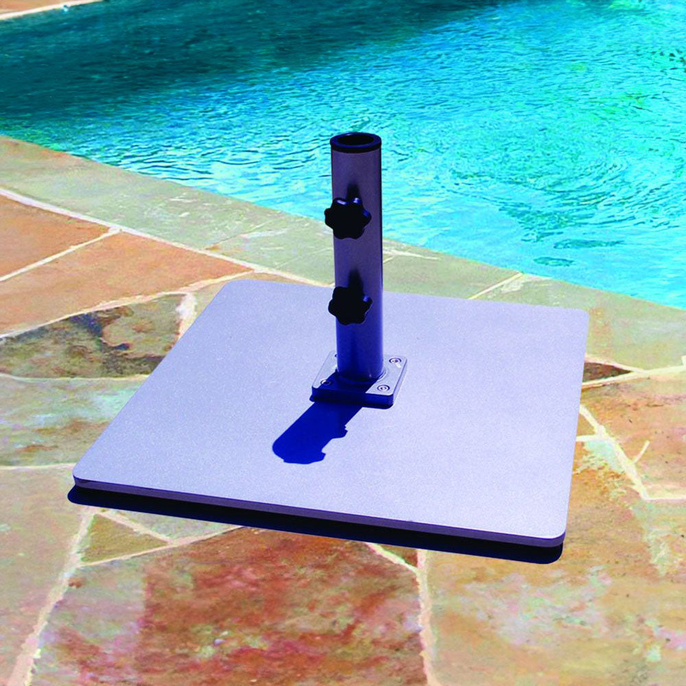 Galtech 60 lb square steel umbrella base black poolside