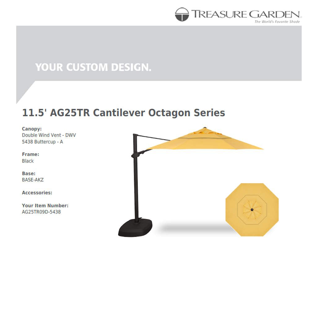 Treasure Garden AG25 11.5' Cantilever Octagon - Sunbrella Fabric