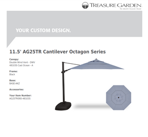 Treasure Garden AG25 11.5' Cantilever Octagon - Sunbrella Fabric