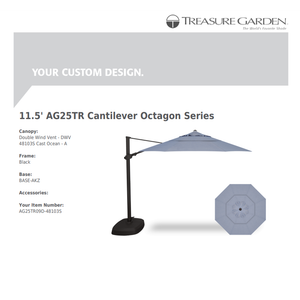 Treasure Garden AG25 11.5' Cantilever Octagon - Sunbrella Fabric