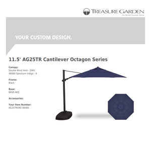 Treasure Garden AG25 11.5' Cantilever Octagon - Sunbrella Fabric