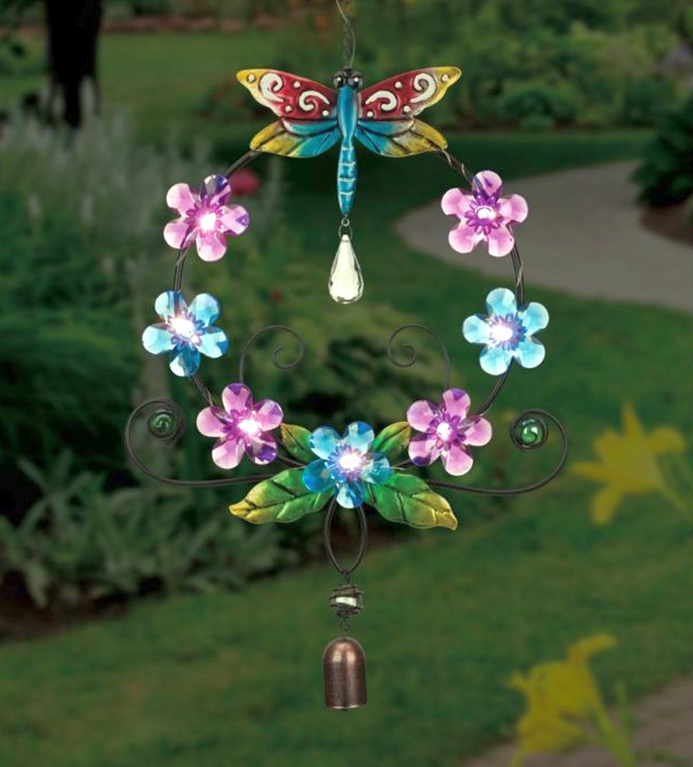 Regal Art & Gift Daisy Wreath Solar Lantern - Dragonfly