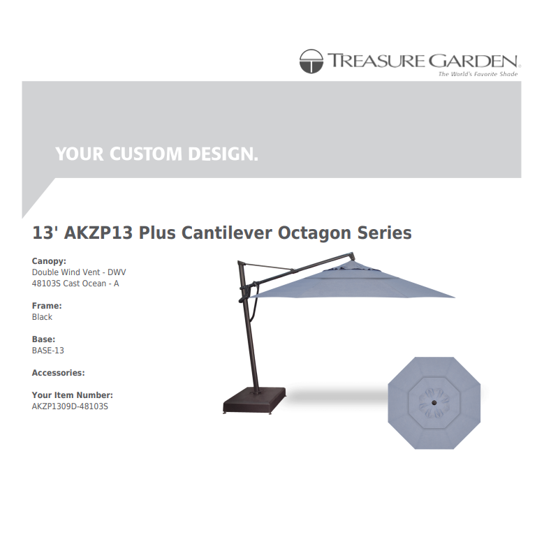 13' Octagon Cantilever Plus - Sunbrella Fabric