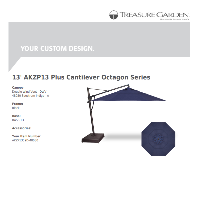 13' Octagon Cantilever Plus - Sunbrella Fabric