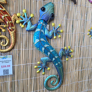Gecko Wall Decor 24" Blue