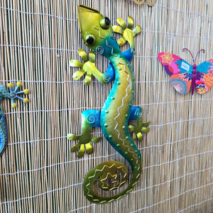 Gecko Wall Decor 29" Rainbow Green