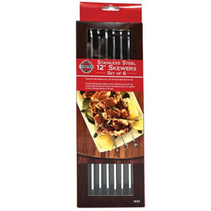 12" Stainless Steel Skewers – Set of 6