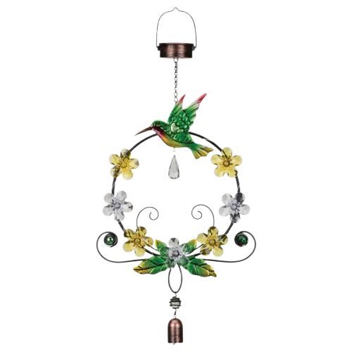 Daisy Wreath Solar Lantern - Hummingbird