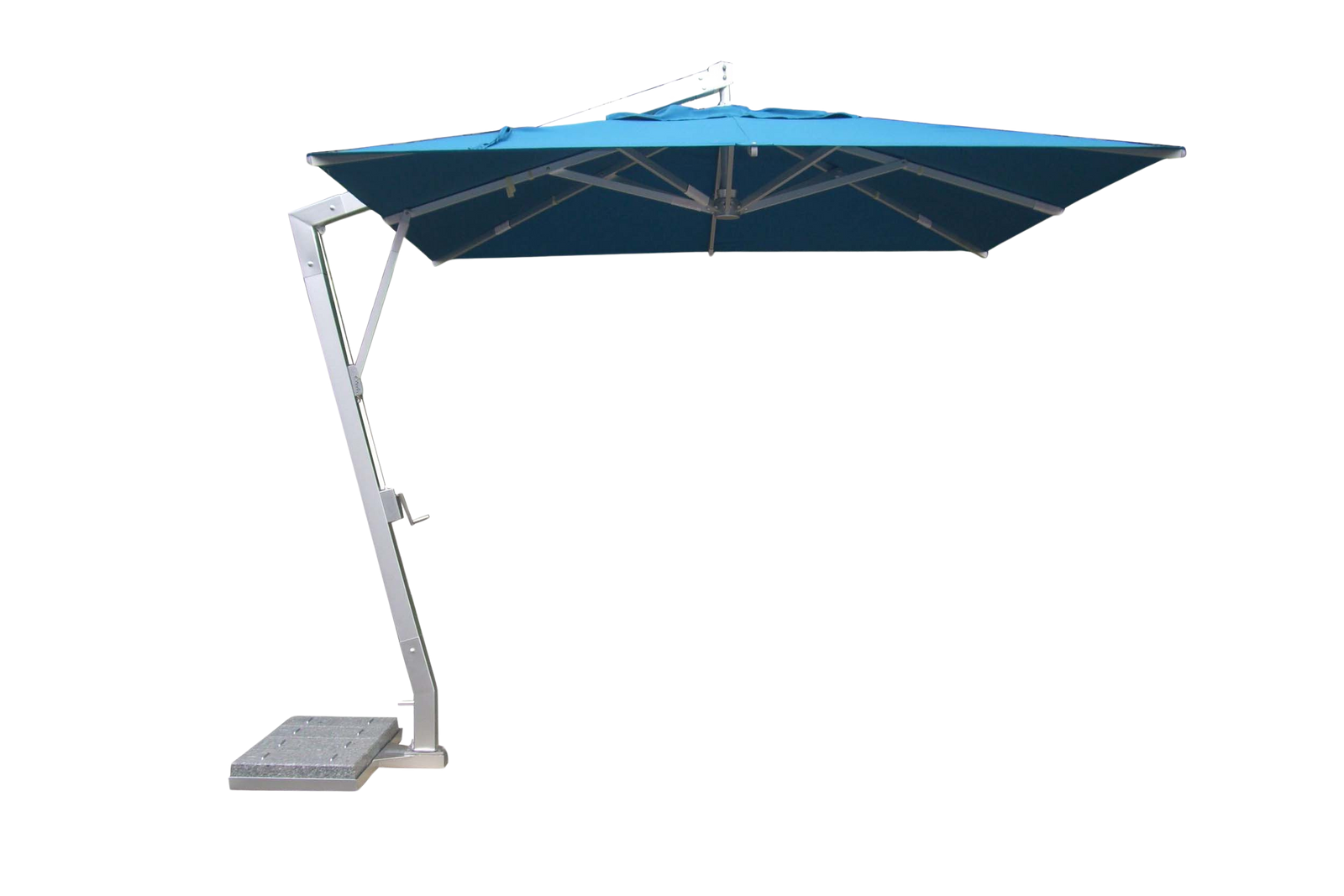 10' Square Cantilever Alum Umbrella, Single Vent w/Canopy & Granite Base