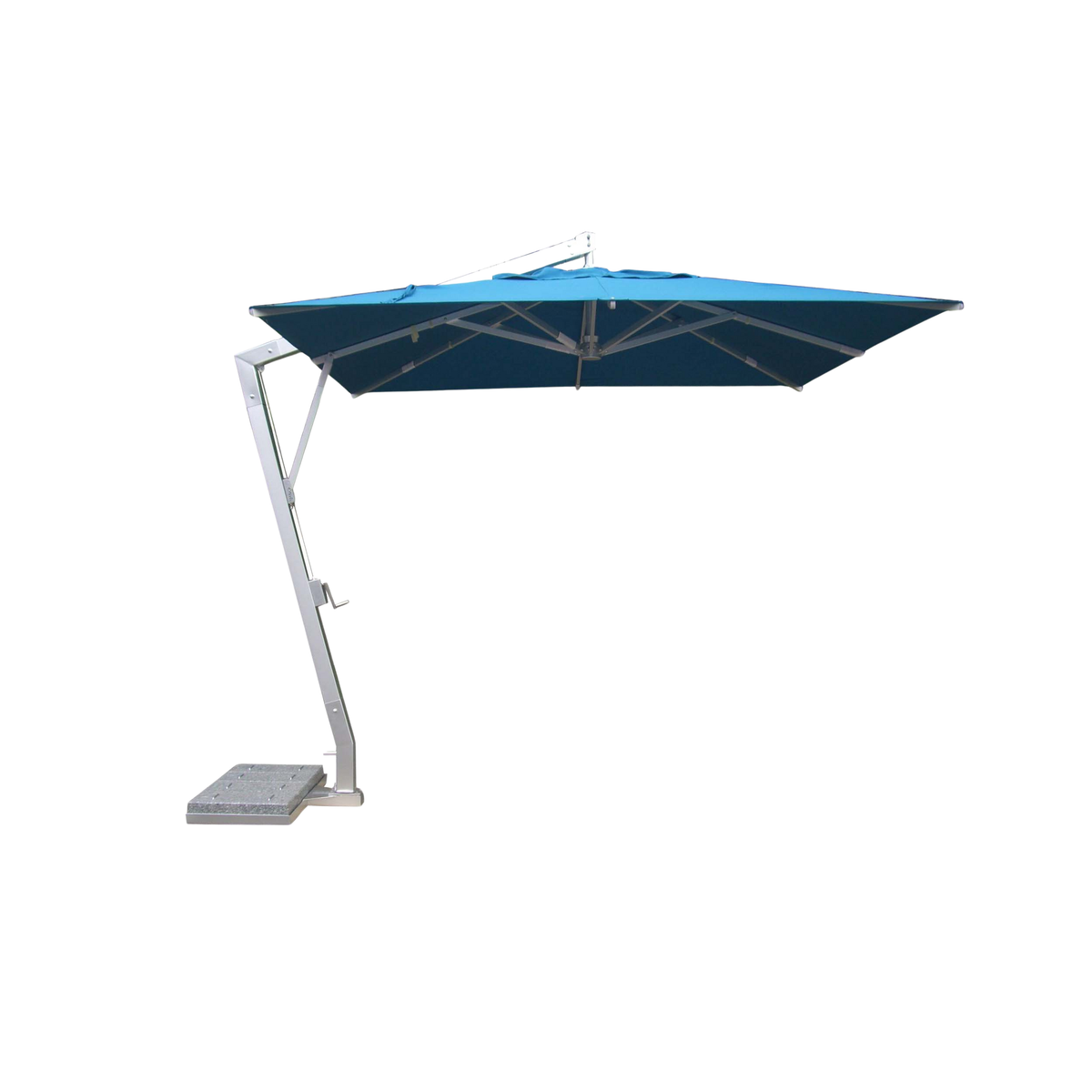 10' Square Cantilever Alum Umbrella, Single Vent w/Canopy & Granite Base