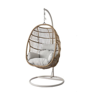 Tanfly Swing Chair with Waterproof Cushion - Brown / Taupe Frame / Light Gray Cushion