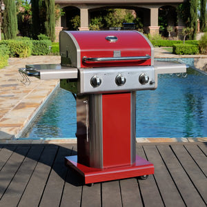 Kenmore Red 3-Burner Propane Gas Grill