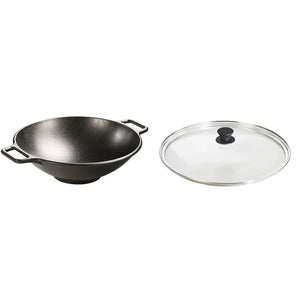 14 Inch Cast Iron Wok, with loop handles, fits glass lid (GL15)