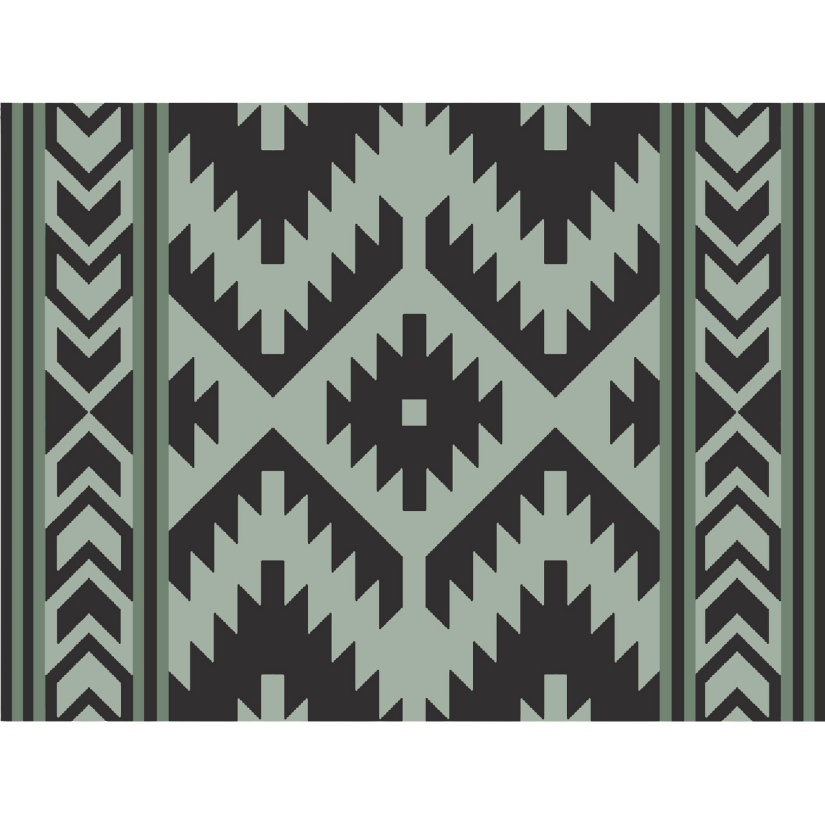 Santa Fe Boho Outdoor Mat Sage/Black