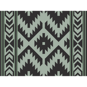 Santa Fe Boho Outdoor Mat Sage/Black