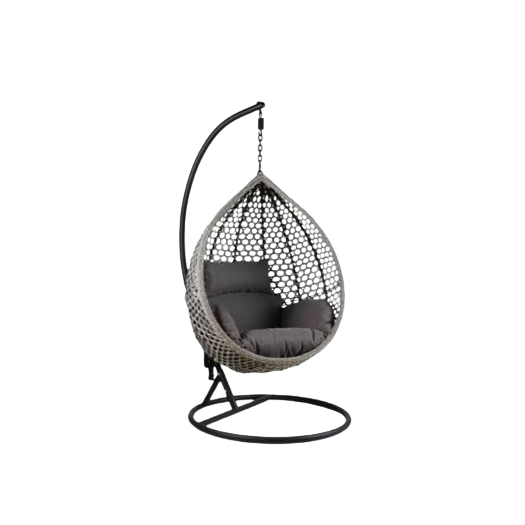 Swing Chair with Waterproof Cushion - Taupe / Black Frame / Gray Cushion