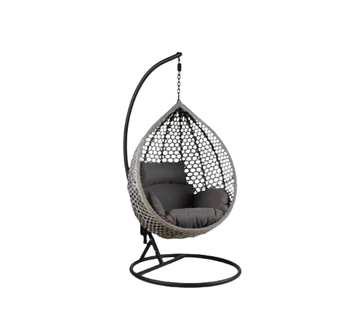 Swing Chair with Waterproof Cushion - Taupe / Black Frame / Gray Cushion