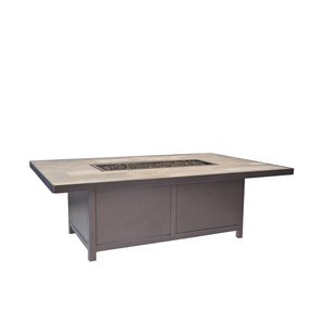 36" x 58" Occasional Height Capri Fire Table: Summit Grey Tile & Carbon Black Frame