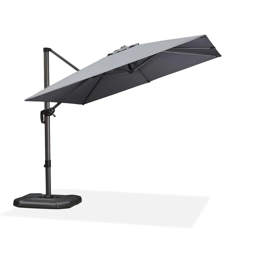 10' Square Cantilever Alum Umbrella, Single Vent w/Canopy & Granite Base