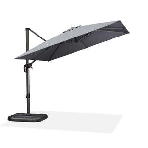 10' Square Cantilever Alum Umbrella, Single Vent w/Canopy & Granite Base