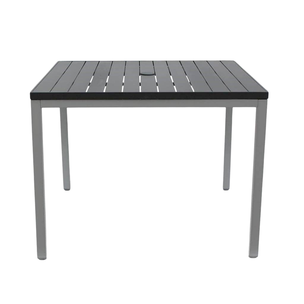 Zuni 39" Square Dining Table w/Aluminum Top & Umbrella Hole