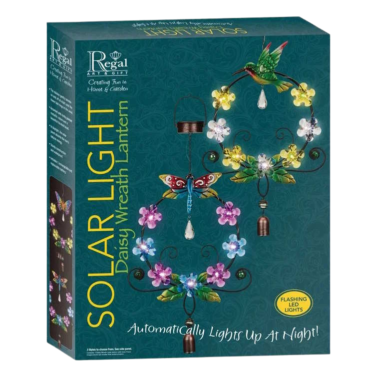 Daisy Wreath Solar Lantern - Hummingbird