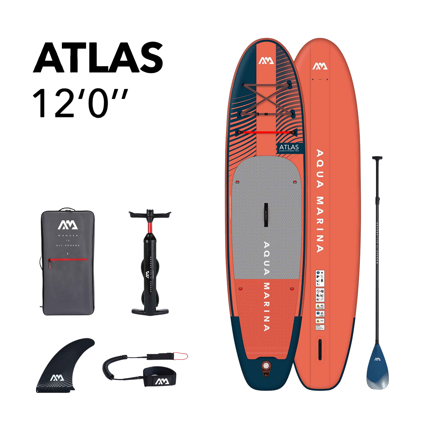 Aqua Marina Atlas 12' Advanced All-Around Inflatable Paddle Board - Carbon Hybrid Paddle, Pump & Leash Included