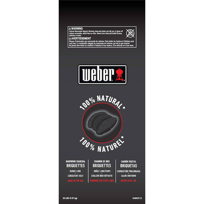 Weber 20lb 100% Natural Hardwood Charcoal Briquettes