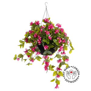 Outdoor Light Pink Azalea w/ Black Hanging Pot