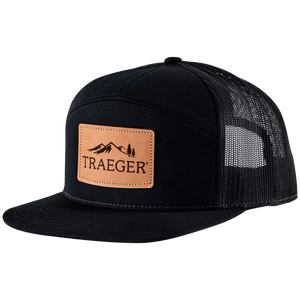 7-Panel Leather Patch Flat Brim-Hat