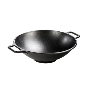 14 Inch Cast Iron Wok, with loop handles, fits glass lid (GL15)