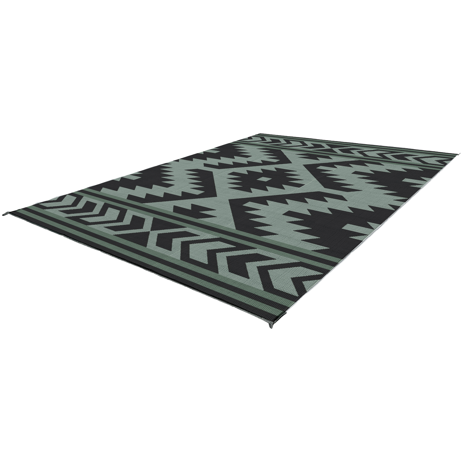 Santa Fe Boho Outdoor Mat Sage/Black