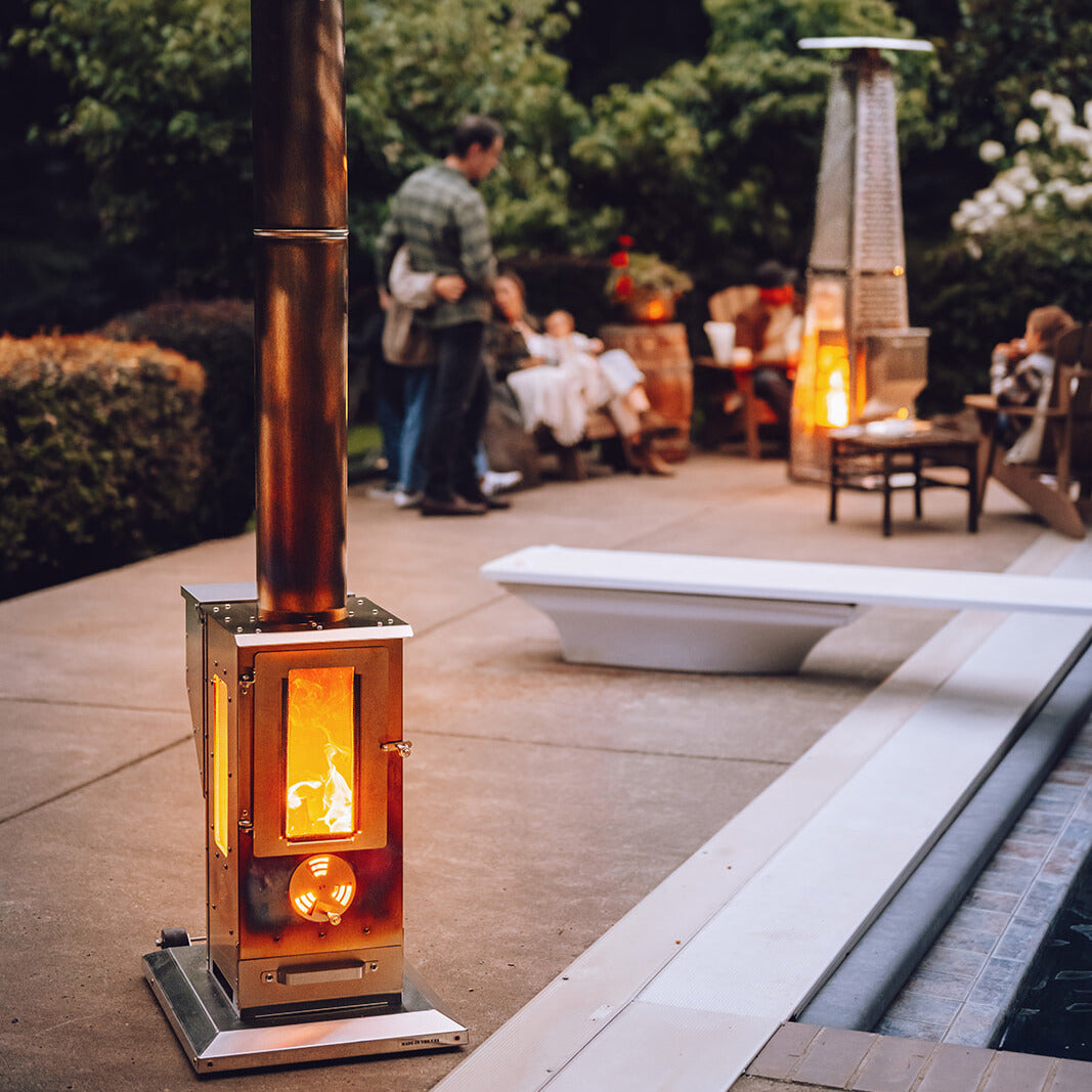 Big Timber pellet patio heater on deck