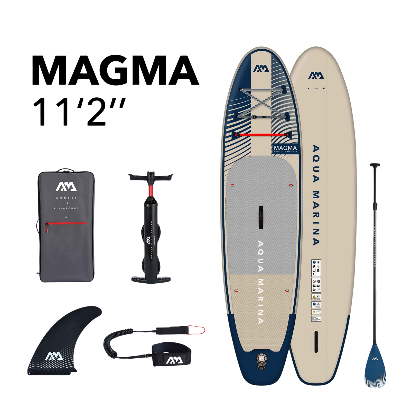 Aqua Marina Magma 11'2" Advanced All-Around Inflatable Paddle Board - Carbon Hybrid Paddle, Pump & Leash Included
