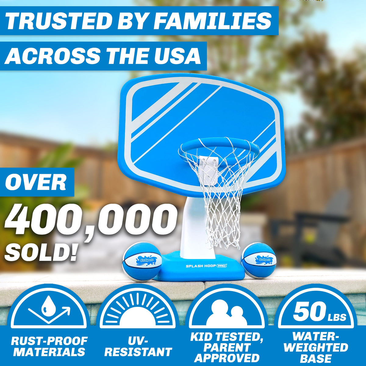 GoSports Splash Hoop Pro pool basketball blue
