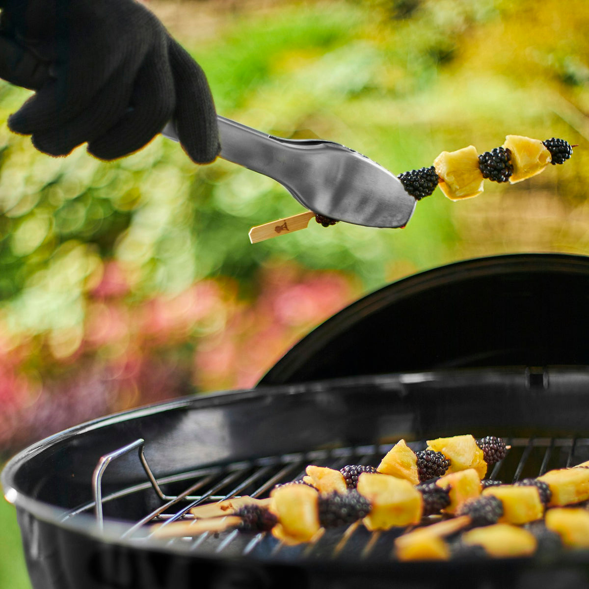 Weber Bamboo Skewers in use