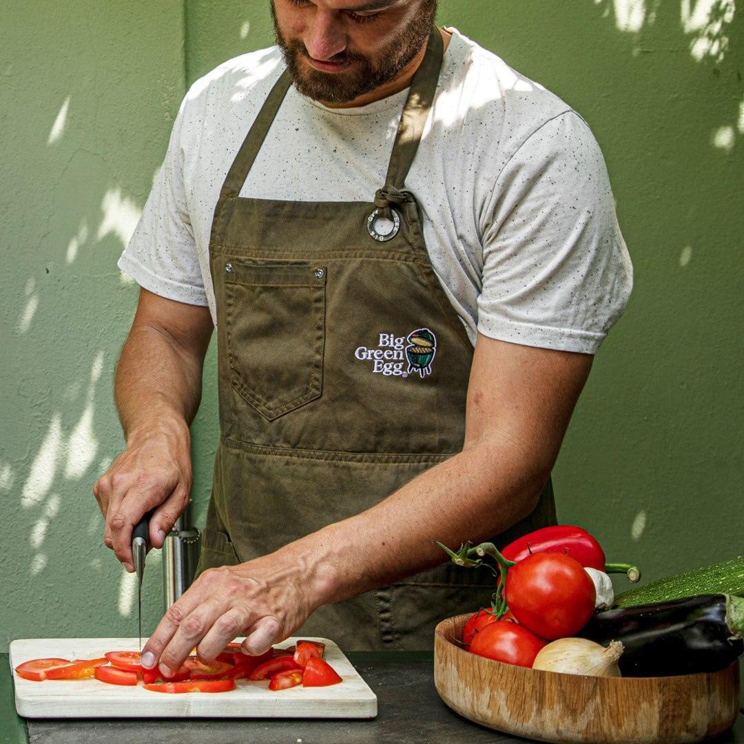 Big Green Egg apron worn