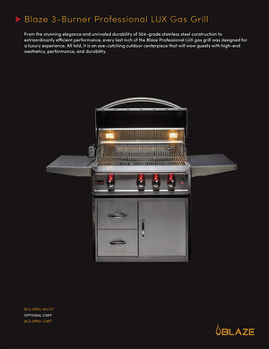 Blaze Professional LUX 34-Inch 3 Burner Built-In Gas Grill With Rear Infrared Burner