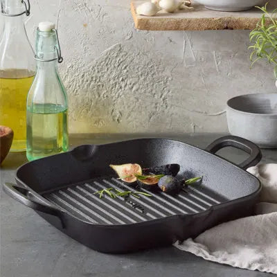 11" Cast Iron Chef Style Square Grill Pan