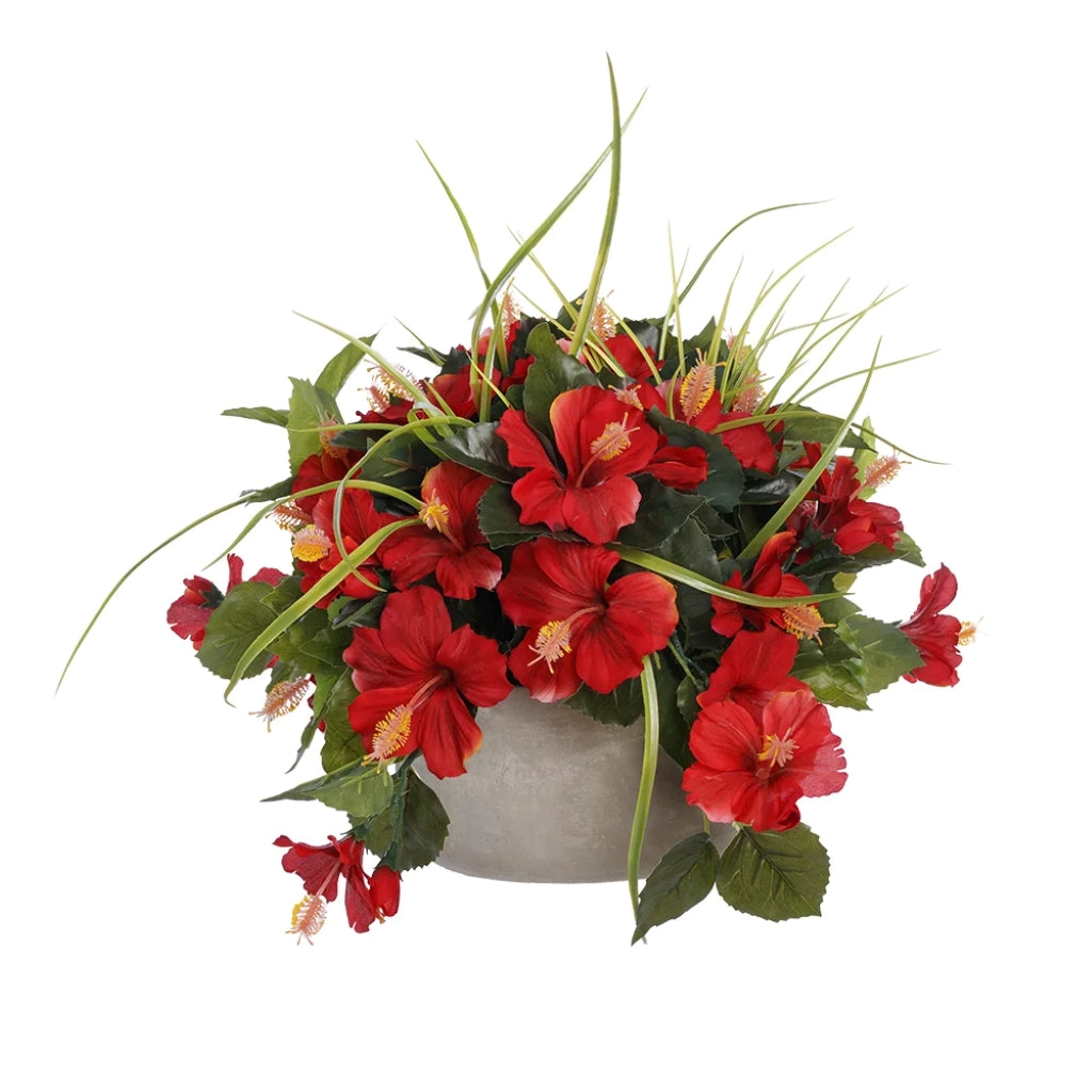 Red Hibiscus Centerpiece, 14 x 20″