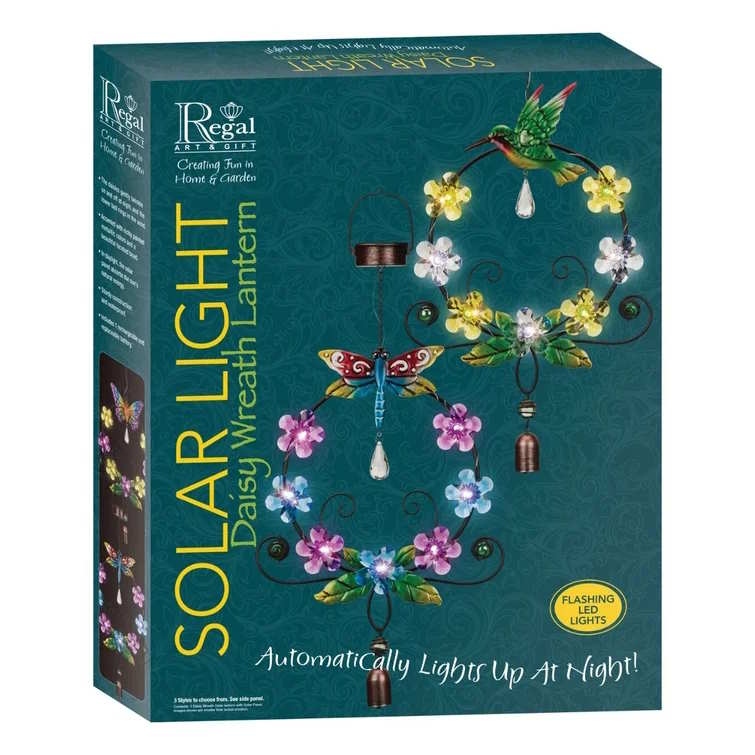 Daisy Wreath Solar Lantern - Hummingbird