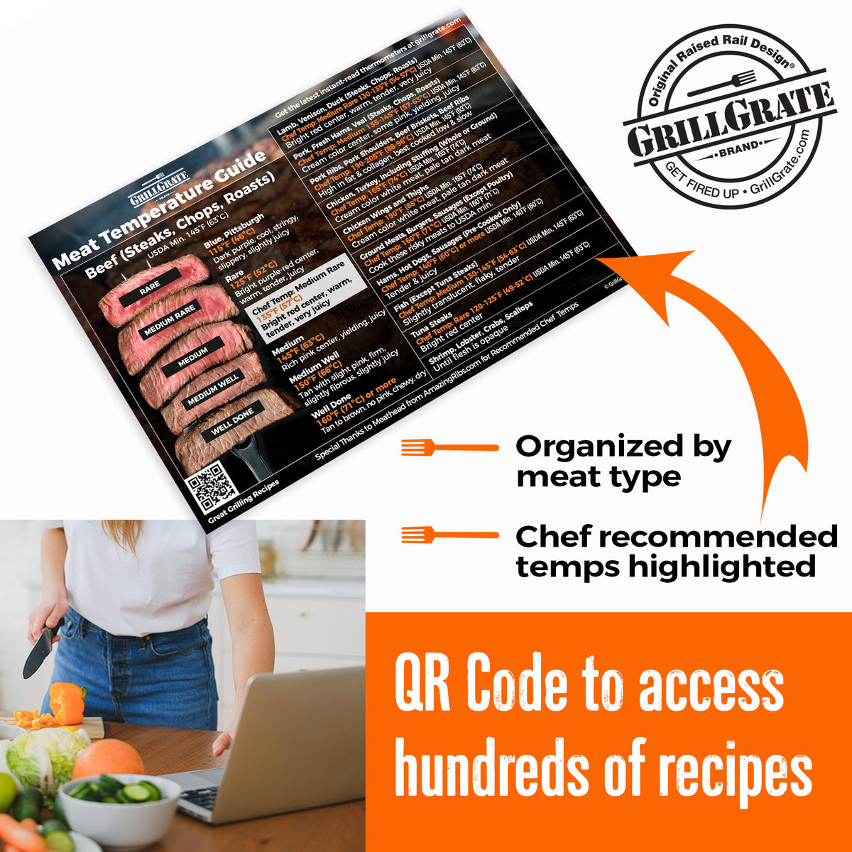 GrillGrate Meat Temperature Guide Magnet