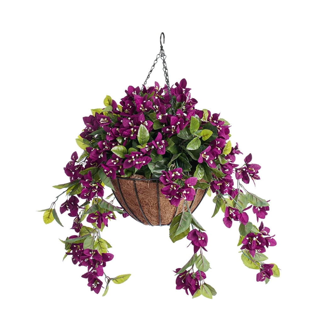 Purple Bougainvillea Outdoor Hanging Flower Basket 24" x 22" Success