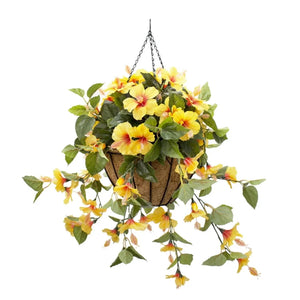 Centerpiece with Peperomias and Small Yellow Flowers - Silk Plant